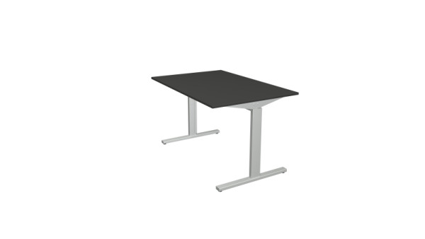 Kerkmann bureauvorm 2 - B 1200 x D 800 x H 700-820 mm met T-voetframe in aluminium zilver, antraciet, 11020413