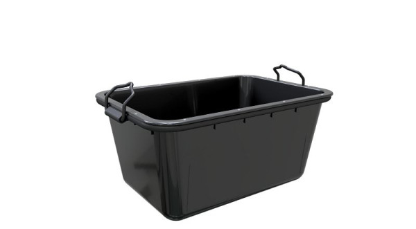 Schake-mortelbak van kunststof in zwart, met staal van robuust en slagvast HDPE (high density polyethyleen), 11200-S