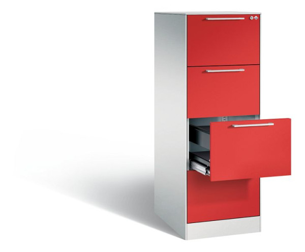 C+P hangarchiefkast Asisto, H1310xB440xD600mm, kleur: lichtgrijs / vuurrood, beugelgreep, 146 225-411 S10110