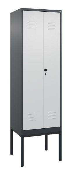 C+P Umkleidespind Classic PLUS SW, Gestell, 2 Abteile, 2120x600x500mm, 7016/7035, Drehriegel, 0800327-20 S10013