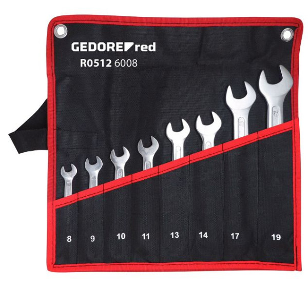 GEDORE rode dubbele steeksleutelset in roltas, kort SW6-22 mm, 8-delig, 3301081