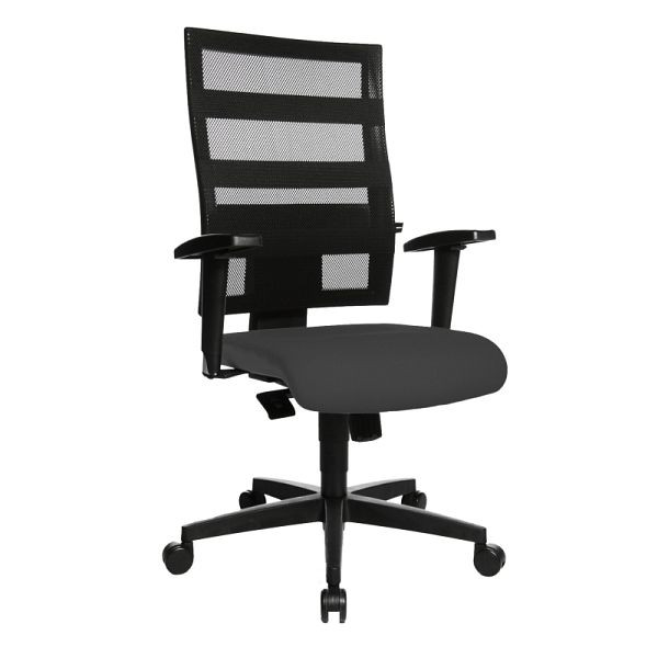 Lüllmann bureaudraaistoel met armleuningen, mesh rugleuning, kunststof onderstel, antraciet, 210245