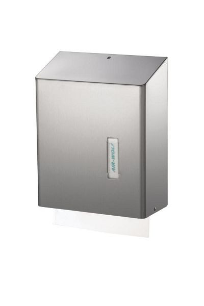 Air Wolf papieren handdoekdispenser voor ca. 500 gevouwen papieren handdoeken, serie Omega, H x B x D: 350 x 278 x 133 mm, gecoat roestvrij staal, 29-021