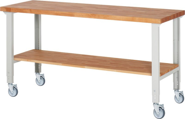 RAU verrijdbare werkbank (in hoogte verstelbaar) 7000-7, 2000x700x950-1000mm, 4 zwenkwielen, 05-7000-7-207B4H4.12
