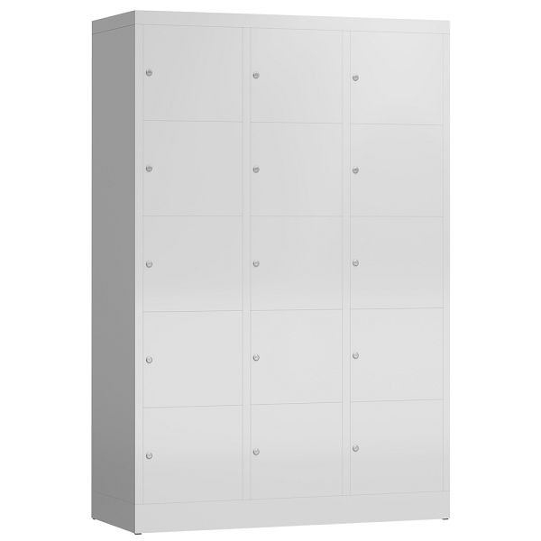 Lüllmann ClassiX lockerkast, 3 compartimenten met elk 5 compartimenten, 1800 x 1185 x 500 mm, lichtgrijs, X-523530