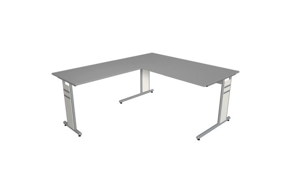 Kerkmann bureau B 1600 x D 800 x H 680-820 mm met aanbouw-/aanbouwtafel, vorm 4, kleur: grafiet, 11409212