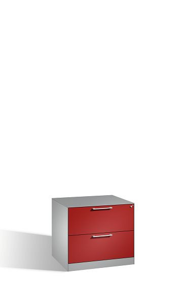 C+P hangarchiefkast Asisto, H710xB800xD600mm, kleur: wit aluminium/robijnrood, beugelgreep, 146273-212 S10098