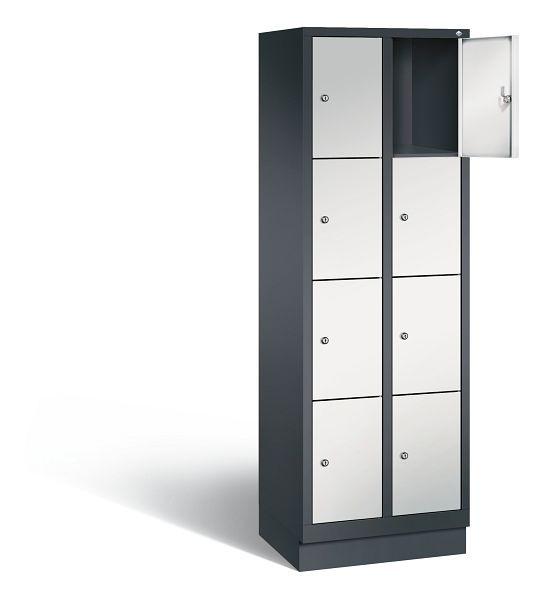 C+P lockerkast Evolo, H1800xB610xD500mm, kleur: zwartgrijs/lichtgrijs, 48020-204 S10034
