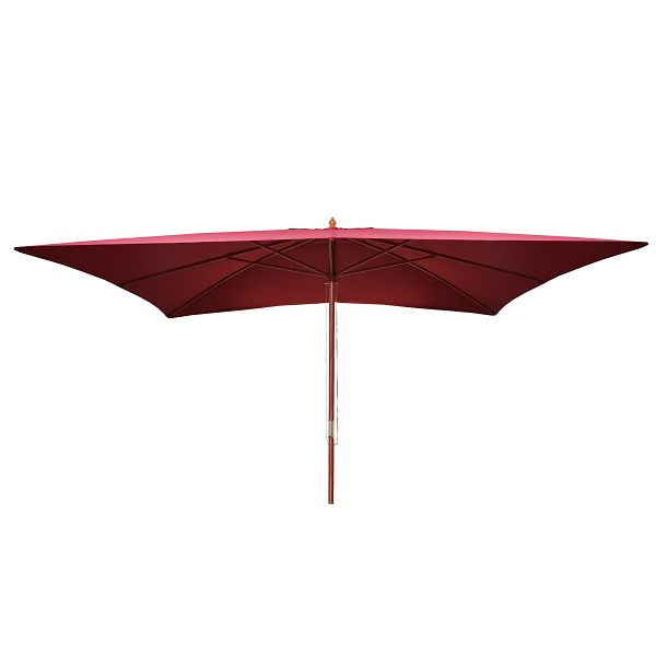 Mendler Florida parasol, tuinparasol marktparasol, 3x4m polyester/hout 6kg, bordeaux, 65601