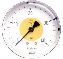 ELMAG flessenmanometer (acetyleen) voor drukregelaars voor stalen flessen Ø 63mm, 59700