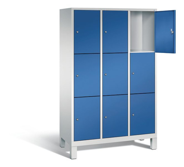 C+P lockerkast Evolo, H1850xB1200xD500mm, kleur: lichtgrijs / gentiaanblauw, 48010-323 S10037
