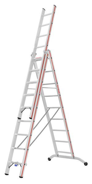 HYMER multifunctionele ladder, driedelig, 3x9 sporten, lengte ingeschoven 2,71 m / uitgeschoven 6,63 m, 604727