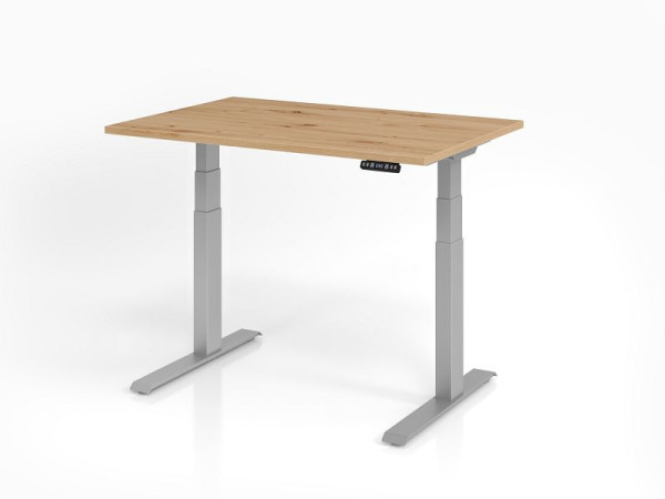 Hammerbacher bureau XDKB12, 120 x 80 cm, blad: knoestig eiken, 25 mm dik, ABS dikke rand, rechthoekige vorm, VXDKB12/R/S