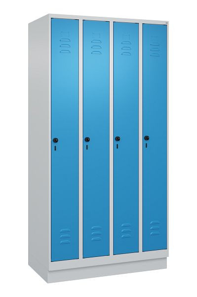 C+P Umkleidespind Classic PLUS, Sockel, 4 Abteile, 1950x1000x500mm, 7035/5012, Drehriegel, 080020-49 S10004