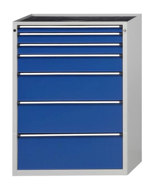 ANKE ladekast; 910 x 675 x 1280 mm; RAL 7035/5010; Kuip met antislipmat; 7 laden 60, 90, 90, 150, 240, 270, 300 mm, 610.308