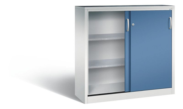 C+P schuifdeurkast Acurado, H1200xB1200xD400mm, kleur: lichtgrijs / verre blauw, beugelgreep, 2047-09 S10042