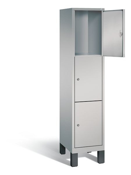 C+P lockerkast Evolo, H1850xB420xD500mm, kleur: wit aluminium, 3 vakken, 48010-123 S10105