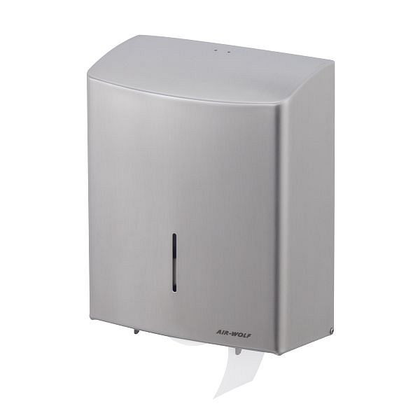 Air Wolf duplexroldispenser, Alpha-serie, H x B x D: 333 x 265 x 147 mm, roestvrij staal geborsteld, 60-120