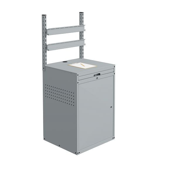 SOFAME MODULINFO kast B695 x D 660 x H 1005 mm met 2 ophangrails voor zichtbare opbergdozen, lichtgrijs RAL 7035, W040010033GCGC