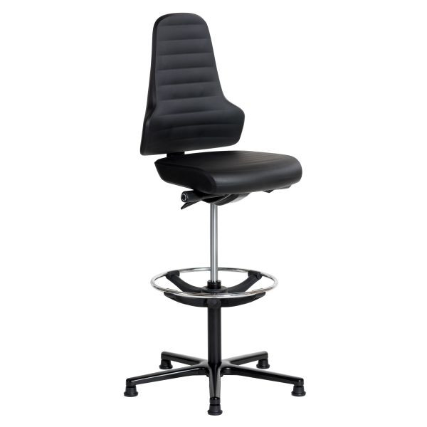 SOFAME werkstoel ERGOLINE met glijders en voetenring, zithoogte 60-86 cm, aluminium onderstel, W050090001