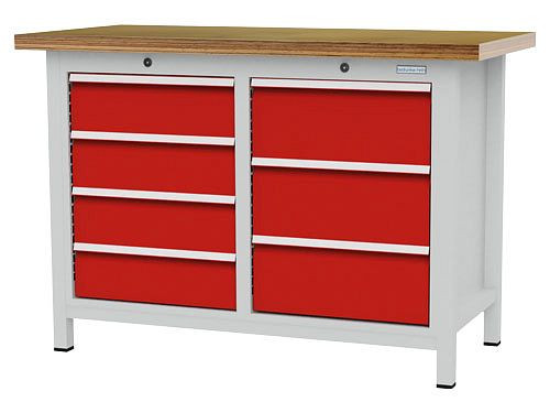 Bedrunka+Hirth boxwerkbank, R 18-16, aantal lades: 7, afmetingen: 1250 x 600 x 859 mm, draagvermogen lade(s): 50 kg, 03T512H60350