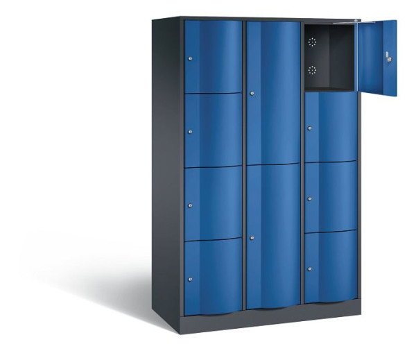 C+P combinatie lockerkast Resisto, H1950xB1148xD540mm, kleur: zwart grijs / gentiaanblauw, 8070-3723 S10013