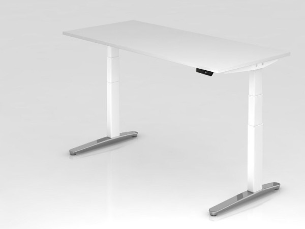 Hammerbacher elektrisch zit-sta bureau 180x80cm wit/wit, gepolijst, rechthoekige vorm, VXBHM19/W/WC