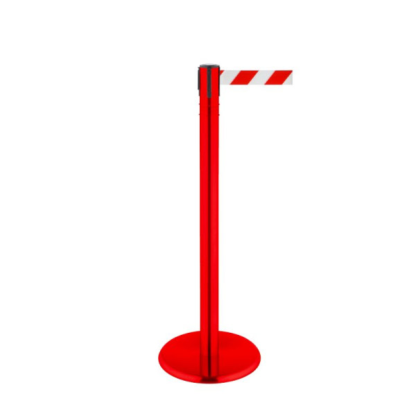 Stein HGS HGS personengeleidingssysteem -P-Line 360-, metaal, rood gecoat, rood/wit diagonaal (gearceerd), met bandeindstuk (standaard), bandlengte: 4 m, 40017-1302