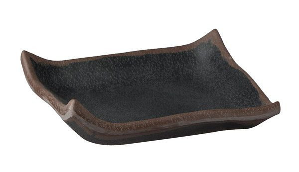 APS dienblad -MARONE-, 14,5 x 14,5 cm, hoogte: 2 cm, melamine, zwart, met bruine rand, 84103