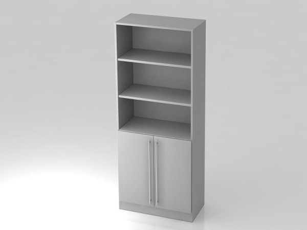 Hammerbacher kast 5OH, 2 deuren onder plintpaneel, relinggreep grijs/grijs, 80x42x200,4 cm (BxDxH), V7700/5/5/RE