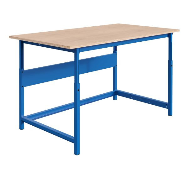 SOFAME PACKLOG paktafel, mechanisch in hoogte verstelbaar, B 1200 x D 750 x H 764 tot 1044 mm, multiplex werkblad 24 mm, hemelsblauw RAL 5015, W010020520BI