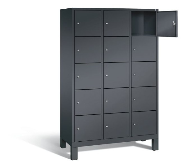 C+P lockerkast Evolo, H1850xB1200xD500mm, kleur: zwart-grijs, 48010-325 S10003