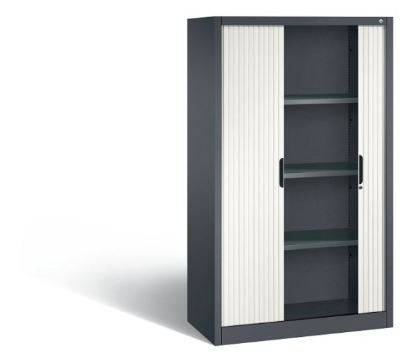 C+P rolluikkast Omnispace, H1660xB1000xD420mm, kleur: zwartgrijs / verkeerswit, verzonken greep, 4 niveaus, 3212-00 S10111
