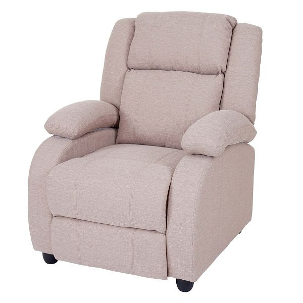 Mendler Lincoln TV-fauteuil, relaxfauteuil, stof/textiel, crèmegrijs, 55086