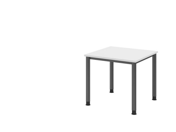 Hammerbacher bureau HS08, 80 x 80 cm, blad: wit, 25 mm dik, 4-poots frame in grafiet, werkhoogte 68,5-81cm, VHS08/W/G