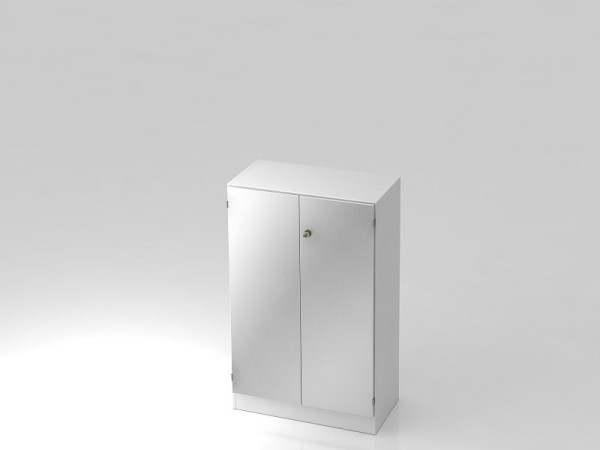 Hammerbacher kast 3OH met onderpaneel gestreepte greep wit/zilver, 80x42x127 cm (BxDxH), V6550/B/S/SG