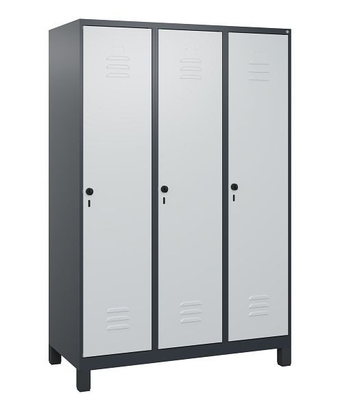 C+P luierkluis Classic PLUS met middenwand, voeten, 3 vakken, 1800x1200x500mm, 7016/7035, veiligheidsdraaigrendel, 0800107-32F S10013