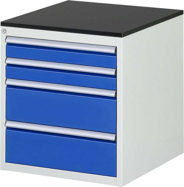 RAU ladekast serie 7000, B580 x D650 x H640 mm, 4 x lade afmeting L 2xH90, 2xH180 mm, werkblad met melamineharscoating, 03-L3.1A-M.11