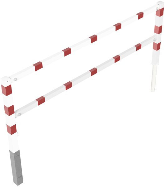 Schake slagbomen met driehoekslot, draaibaar met boven- en kniebeugels, thermisch verzinkt en wit gecoat, totale breedte: 2500 mm, 412_25B