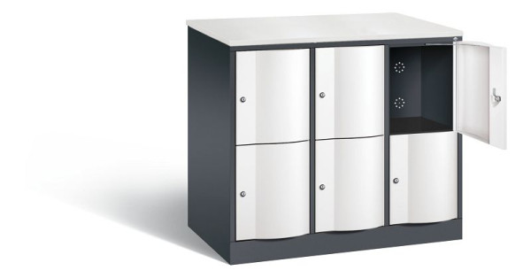 C+P XL lockerkast Resisto, H1077xB1148xD640mm, kleur: zwartgrijs / verkeerswit, 8472-373 S10065