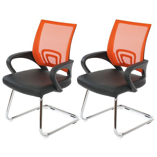 Mendler set van 2 vergaderstoelen Ancona, bezoekersstoel, kunstleer, oranje, 36570