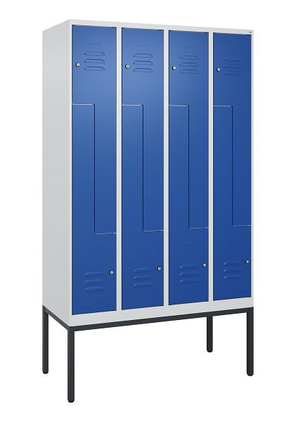 C+P Z-Spind Classic PLUS, Gestell, 8 Abteile, 2120x1200x500mm, 7035/5010, Zylinderschlösser, 0800337-408 S10018