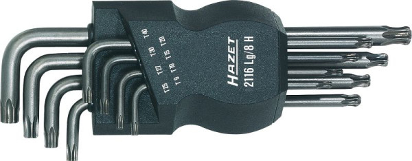 Hazet haakse schroevendraaierset, binnen TORX® profiel, voor binnen TORX® profiel T 9, T 10, T 15, T 20, T 25, T 27, T 30, T 40, met kogelkop, 2116LG/8H