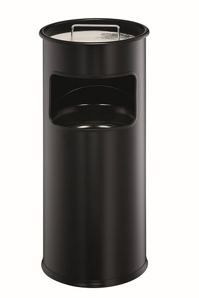 DURABLE metalen prullenbak met ronde asbak, zwart, 333001
