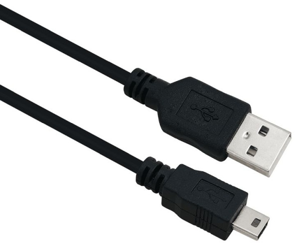 Helos aansluitkabel, USB 2.0 A-stekker/B mini 5-polige stekker, 2.0m, zwart, 288315