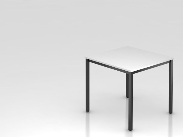 Hammerbacher vergadertafel 80x80cm wit/zwart vierkant, rechthoekige vorm, VDQ08/W/D