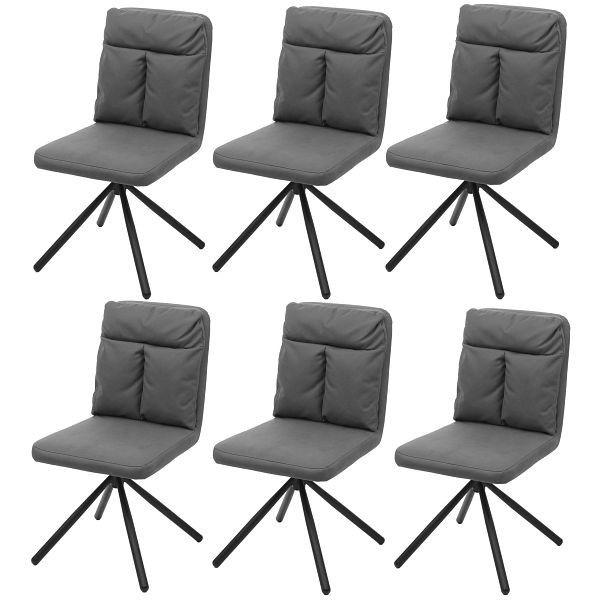 Mendler HWC-G58 set van 6 eetkamerstoelen, keukenstoelen, draaibare auto-position textiel/stof, grijs, 6x71735