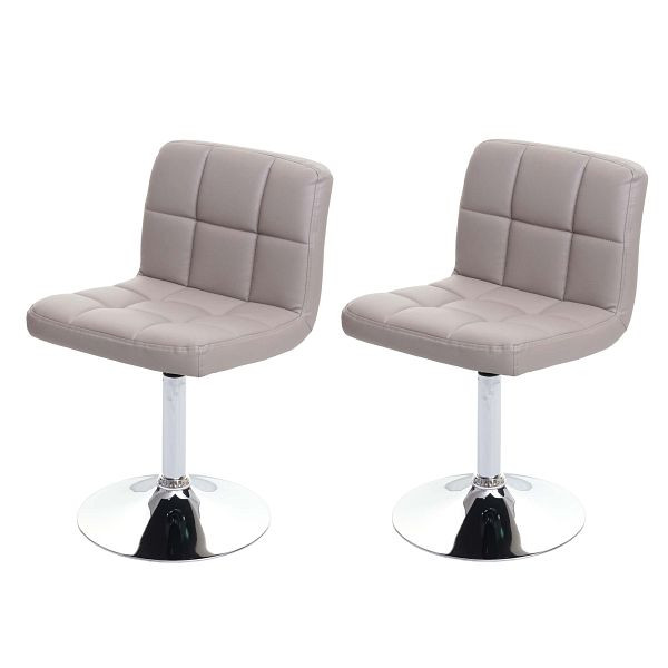 Mendler set van 2 eetkamerstoelen bureaustoel Kavala imitatieleer chroom, taupe-grijs, 74176