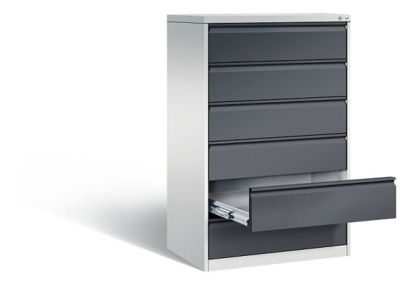 C+P archiefkast Acurado, H1357xB787xD590mm, kleur: lichtgrijs/zwartgrijs, handgreep, 12936-323 S10038