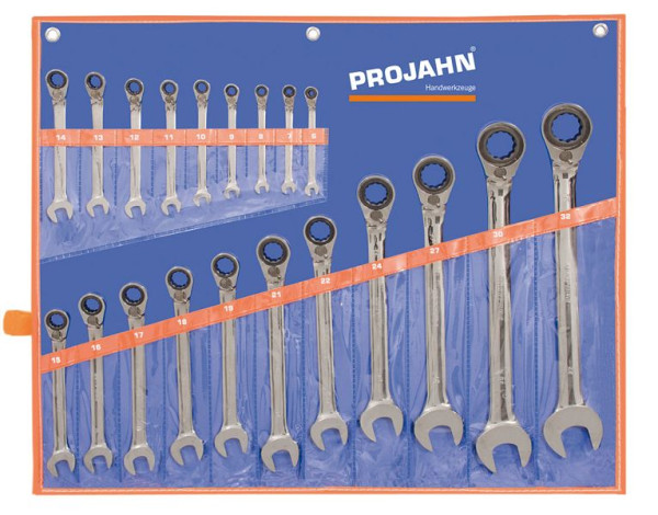 Projahn GearTech sleutelset, oprolbaar etui omschakelbaar 20 stuks, 3501
